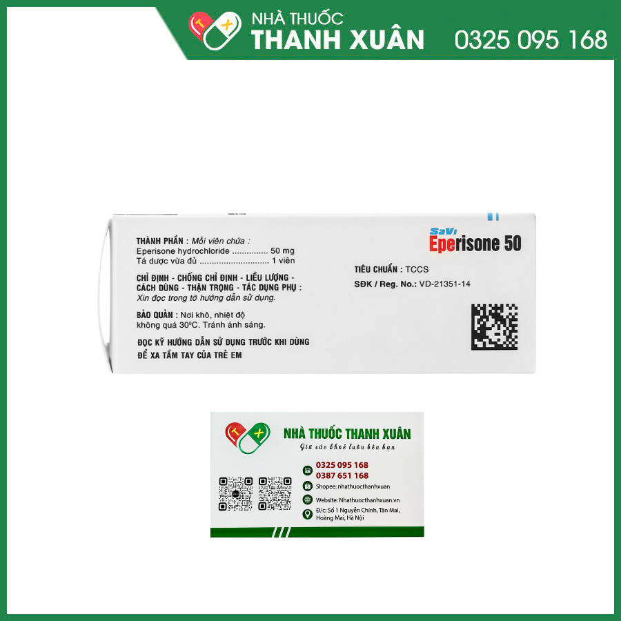 SaVi Eperisone 50 cải thiện chứng tăng trương lực cơ, liệt co cứng